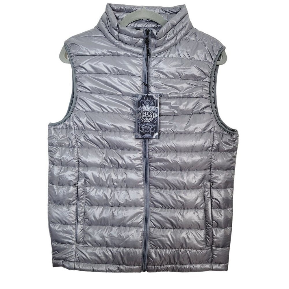 Vintage Blue Ocean Collection Puffer Vest Lightweight Liquid Gray Y2K Large NEW